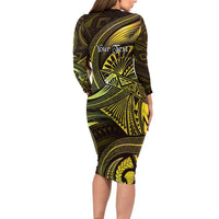Personalised Polynesia Zodiac Gemini Long Sleeve Bodycon Dress Galaxy Polynesian Pattern Chest Tattoo Style