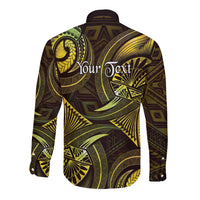 Personalised Polynesia Zodiac Gemini Long Sleeve Button Shirt Galaxy Polynesian Pattern Chest Tattoo Style