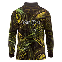 Personalised Polynesia Zodiac Gemini Long Sleeve Polo Shirt Galaxy Polynesian Pattern Chest Tattoo Style