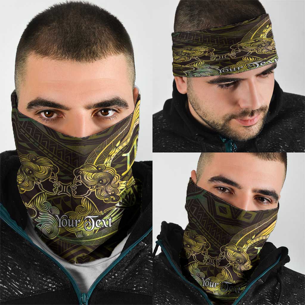 Personalised Polynesia Zodiac Gemini Neck Gaiter Galaxy Polynesian Pattern Chest Tattoo Style
