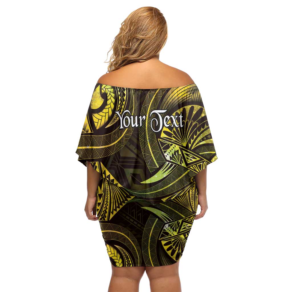 Personalised Polynesia Zodiac Gemini Off Shoulder Short Dress Galaxy Polynesian Pattern Chest Tattoo Style LT14 - Polynesian Pride