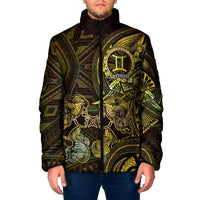 Personalised Polynesia Zodiac Gemini Padded Jacket Galaxy Polynesian Pattern Chest Tattoo Style