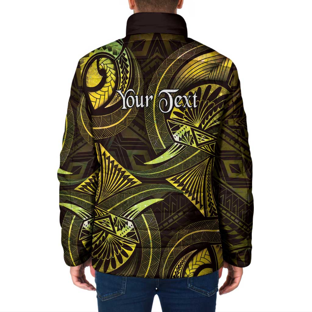 Personalised Polynesia Zodiac Gemini Padded Jacket Galaxy Polynesian Pattern Chest Tattoo Style