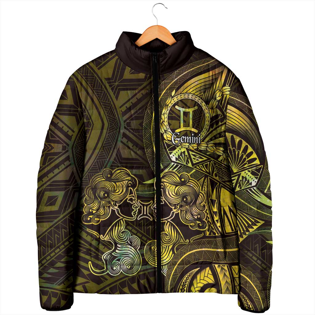 Personalised Polynesia Zodiac Gemini Padded Jacket Galaxy Polynesian Pattern Chest Tattoo Style