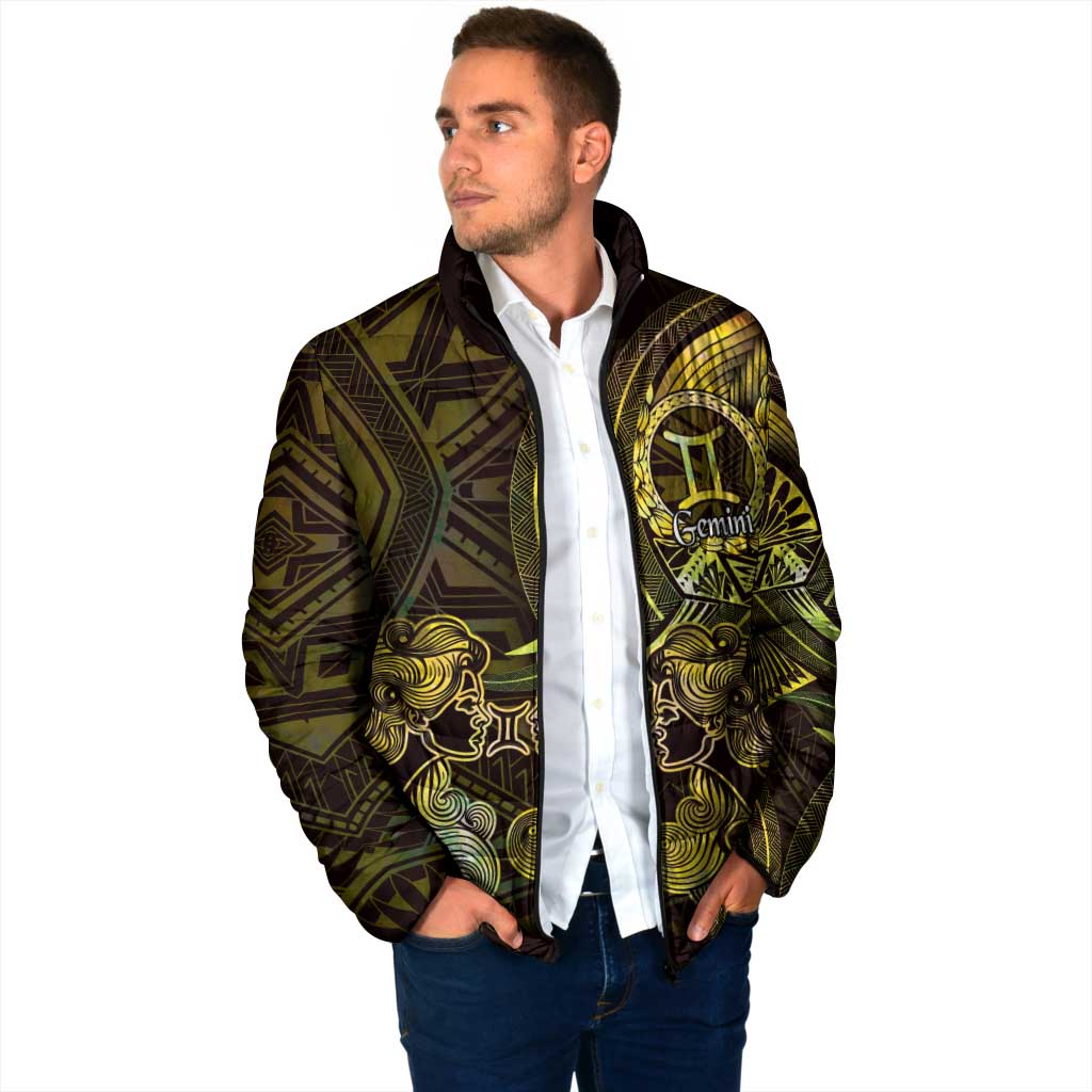 Personalised Polynesia Zodiac Gemini Padded Jacket Galaxy Polynesian Pattern Chest Tattoo Style