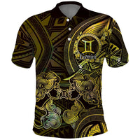 Personalised Polynesia Zodiac Gemini Polo Shirt Galaxy Polynesian Pattern Chest Tattoo Style