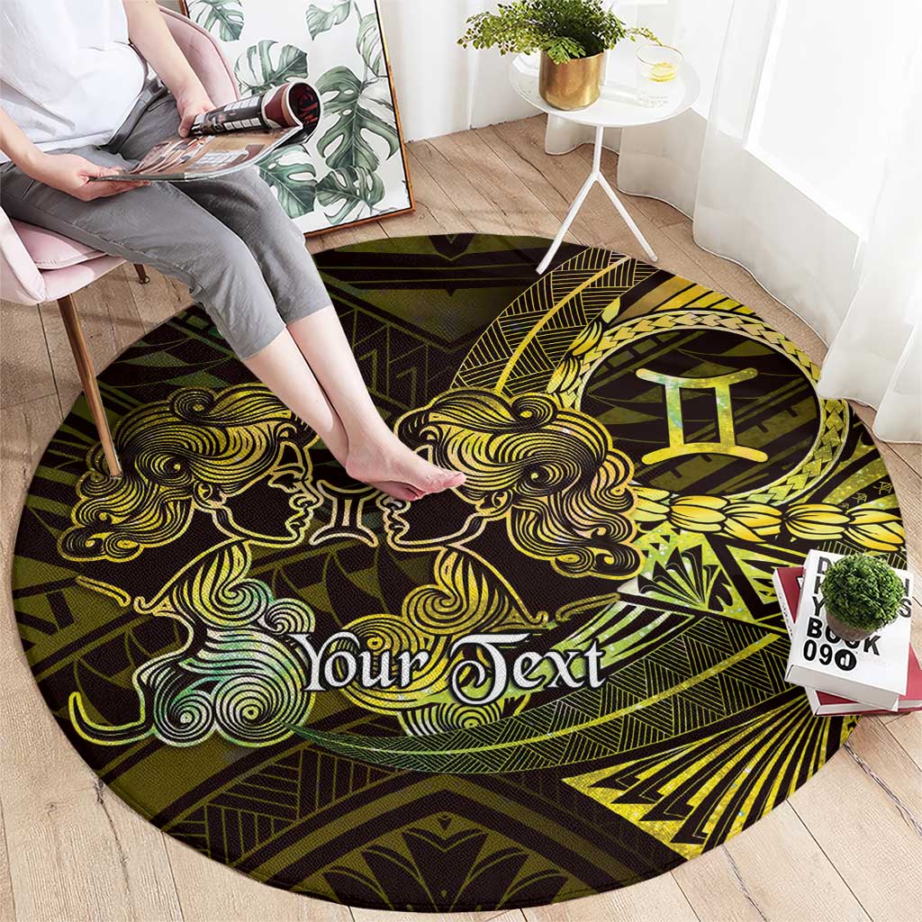 Personalised Polynesia Zodiac Gemini Round Carpet Galaxy Polynesian Pattern Chest Tattoo Style