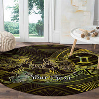 Personalised Polynesia Zodiac Gemini Round Carpet Galaxy Polynesian Pattern Chest Tattoo Style