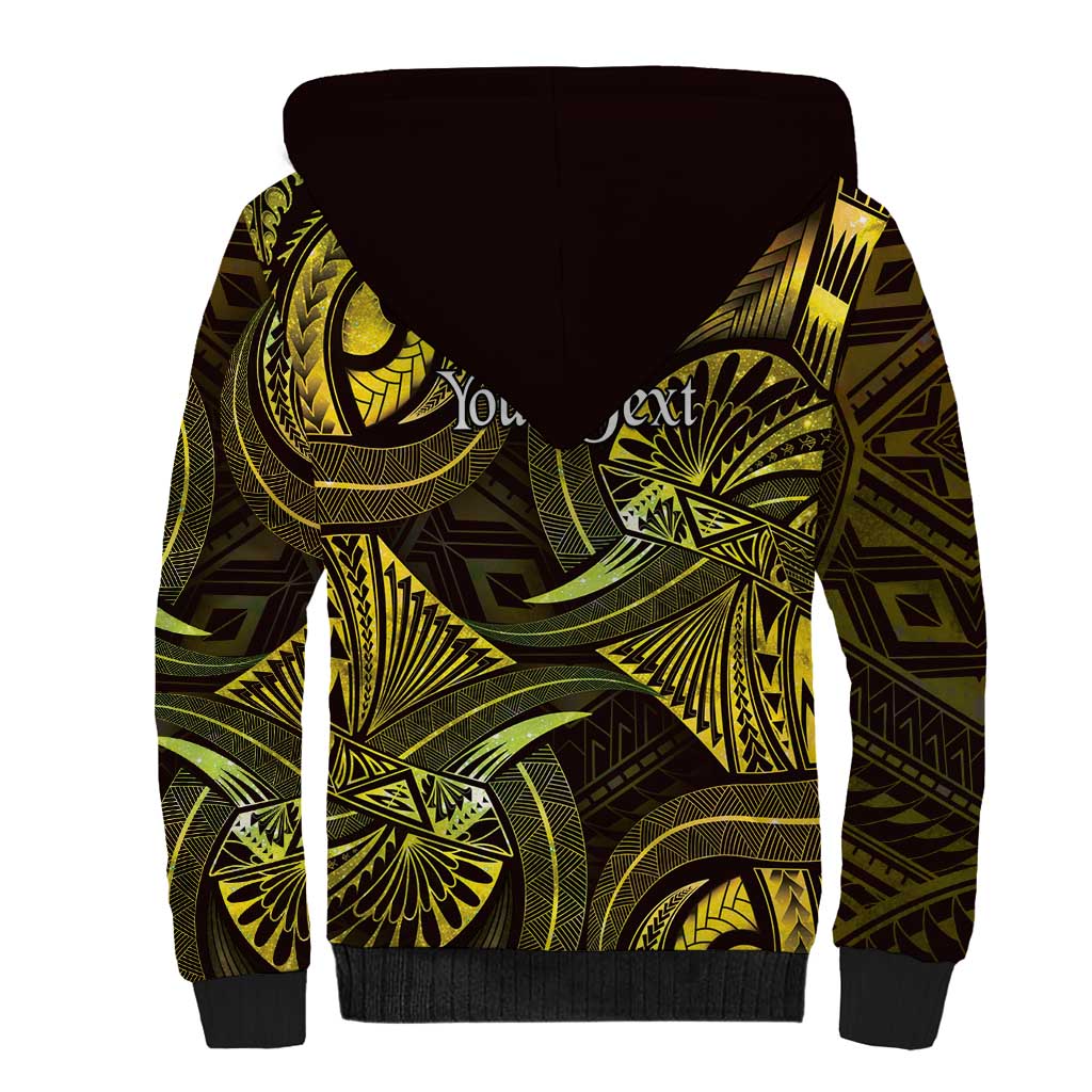 Personalised Polynesia Zodiac Gemini Sherpa Hoodie Galaxy Polynesian Pattern Chest Tattoo Style