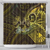 Personalised Polynesia Zodiac Gemini Shower Curtain Galaxy Polynesian Pattern Chest Tattoo Style