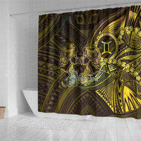 Personalised Polynesia Zodiac Gemini Shower Curtain Galaxy Polynesian Pattern Chest Tattoo Style