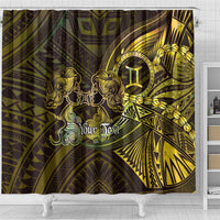 Personalised Polynesia Zodiac Gemini Shower Curtain Galaxy Polynesian Pattern Chest Tattoo Style