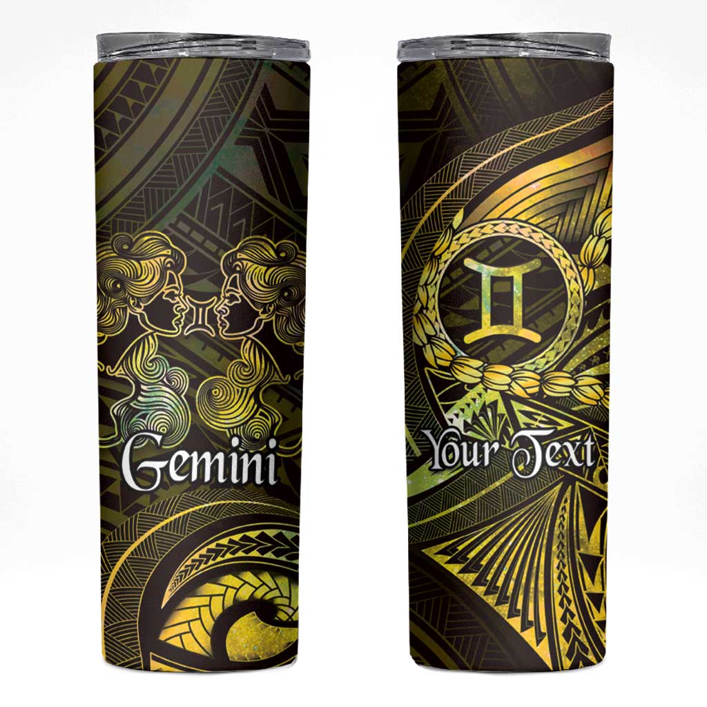 Personalised Polynesia Zodiac Gemini Skinny Tumbler Galaxy Polynesian Pattern Chest Tattoo Style