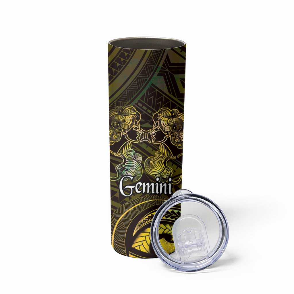 Personalised Polynesia Zodiac Gemini Skinny Tumbler Galaxy Polynesian Pattern Chest Tattoo Style