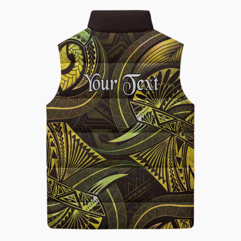 Personalised Polynesia Zodiac Gemini Sleeveless Puffer Jacket Galaxy Polynesian Pattern Chest Tattoo Style