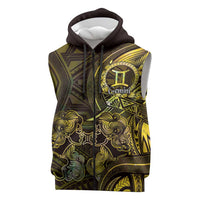 Personalised Polynesia Zodiac Gemini Sleeveless Zip Hoodie Galaxy Polynesian Pattern Chest Tattoo Style