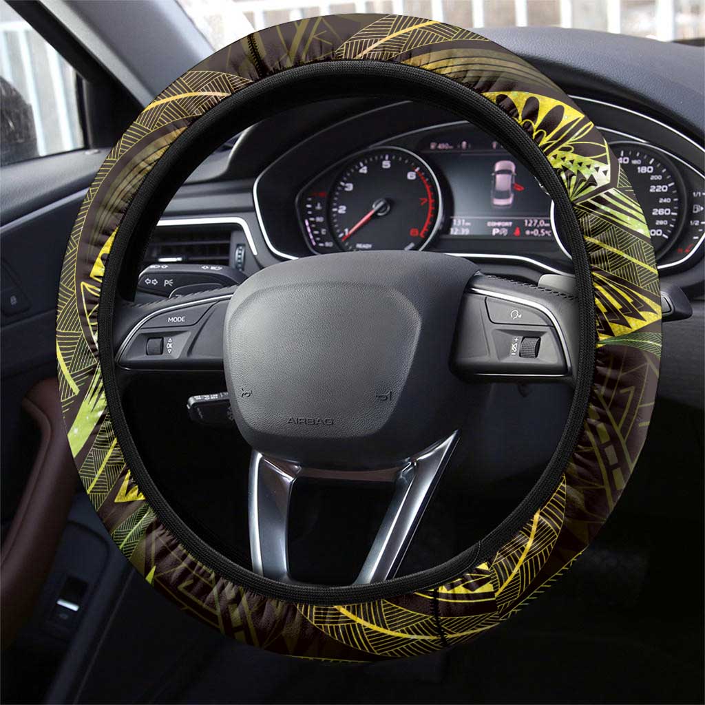 Polynesia Zodiac Gemini Steering Wheel Cover Galaxy Polynesian Pattern Chest Tattoo Style