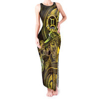 Personalised Polynesia Zodiac Gemini Tank Maxi Dress Galaxy Polynesian Pattern Chest Tattoo Style