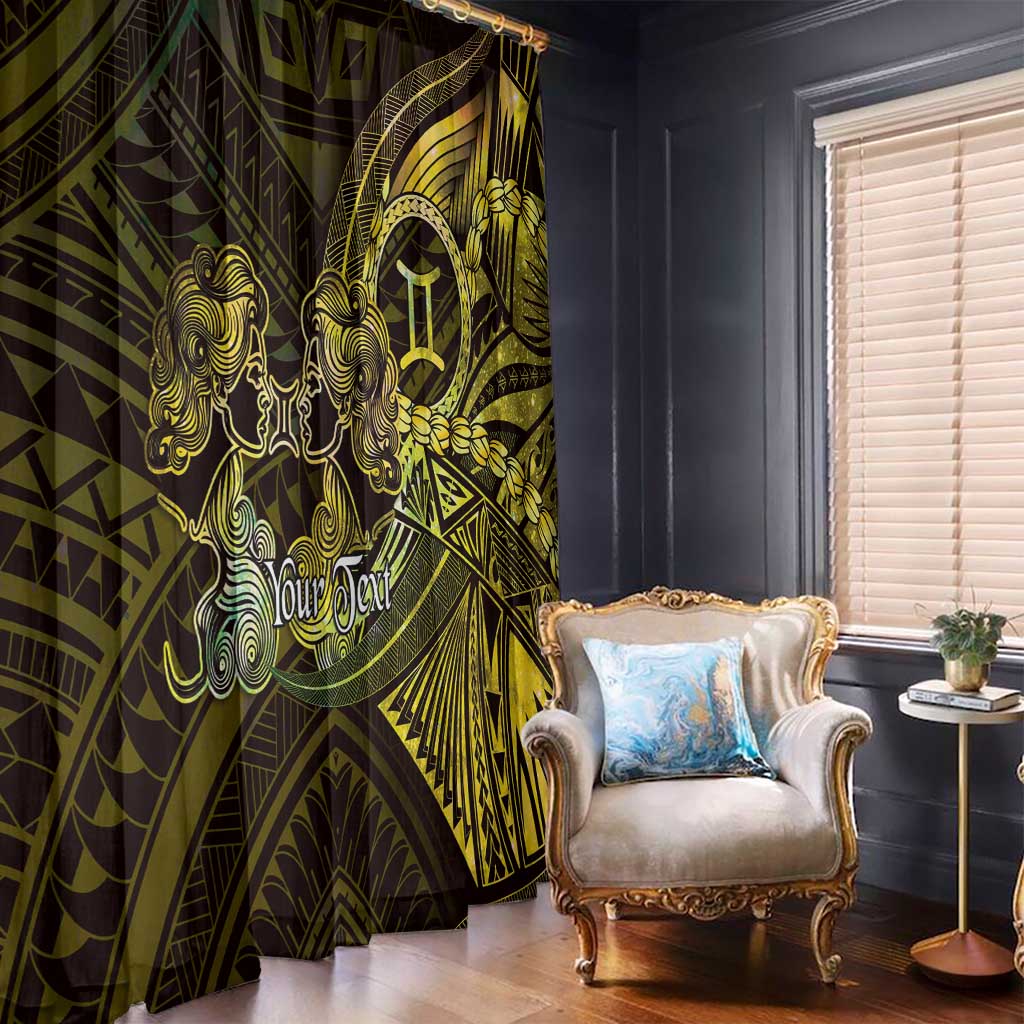 Personalised Polynesia Zodiac Gemini Window Curtain Galaxy Polynesian Pattern Chest Tattoo Style