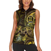 Personalised Polynesia Zodiac Gemini Women Sleeveless Polo Shirt Galaxy Polynesian Pattern Chest Tattoo Style