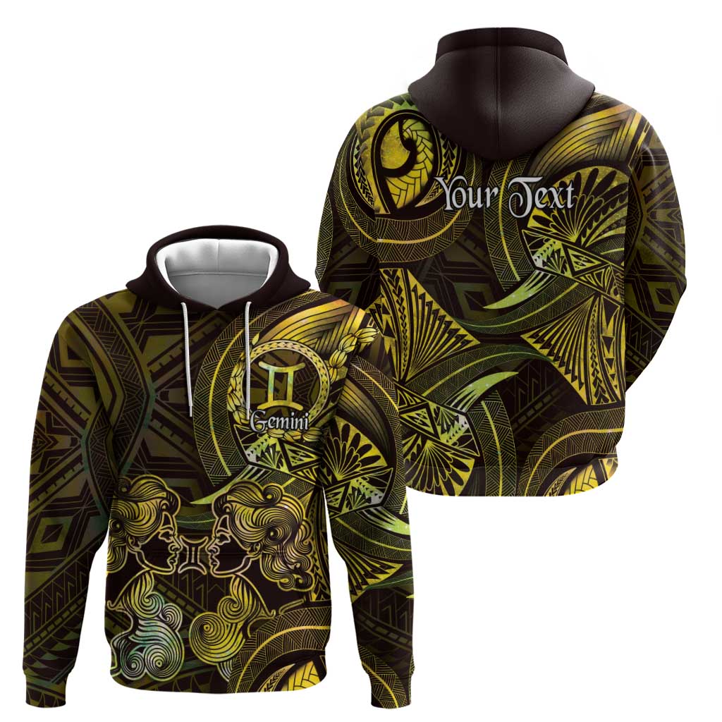Personalised Polynesia Zodiac Gemini Zip Hoodie Galaxy Polynesian Pattern Chest Tattoo Style