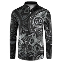 Personalised Polynesia Zodiac Cancer Button Sweatshirt Galaxy Polynesian Pattern Chest Tattoo Style
