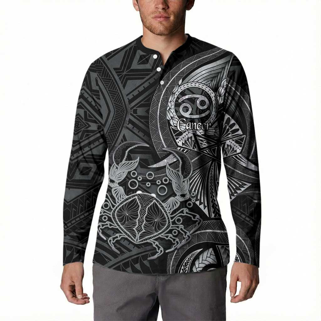 Personalised Polynesia Zodiac Cancer Button Sweatshirt Galaxy Polynesian Pattern Chest Tattoo Style
