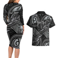 Personalised Polynesia Zodiac Cancer Couples Matching Long Sleeve Bodycon Dress and Hawaiian Shirt Galaxy Polynesian Pattern Chest Tattoo Style LT14 - Polynesian Pride