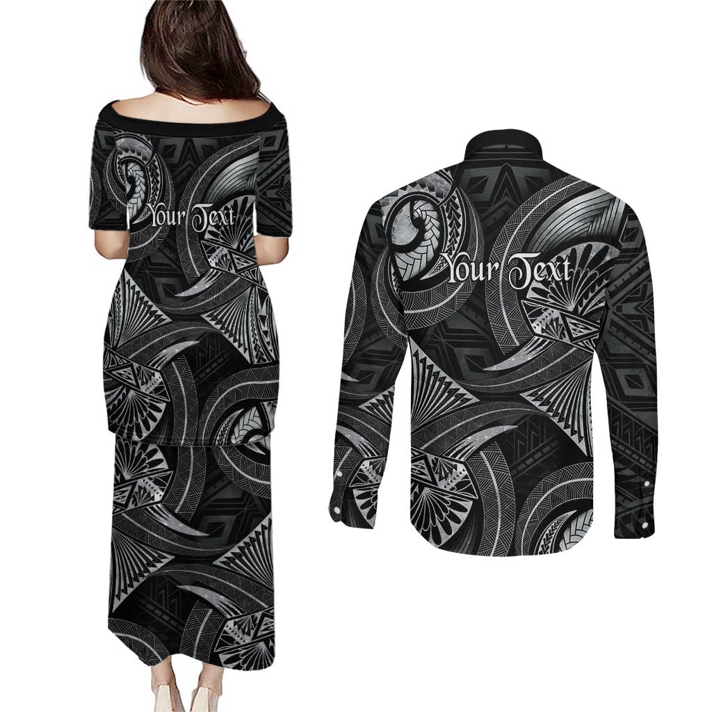 Personalised Polynesia Zodiac Cancer Couples Matching Puletasi and Long Sleeve Button Shirt Galaxy Polynesian Pattern Chest Tattoo Style LT14 - Polynesian Pride