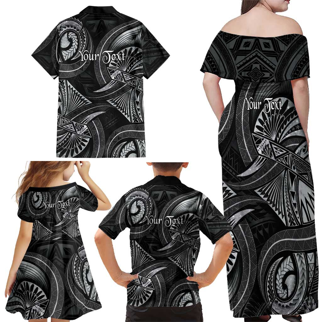 Personalised Polynesia Zodiac Cancer Family Matching Off Shoulder Maxi Dress and Hawaiian Shirt Galaxy Polynesian Pattern Chest Tattoo Style LT14 - Polynesian Pride