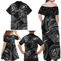 Personalised Polynesia Zodiac Cancer Family Matching Off Shoulder Maxi Dress and Hawaiian Shirt Galaxy Polynesian Pattern Chest Tattoo Style LT14 - Polynesian Pride