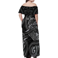Personalised Polynesia Zodiac Cancer Family Matching Off Shoulder Maxi Dress and Hawaiian Shirt Galaxy Polynesian Pattern Chest Tattoo Style LT14 - Polynesian Pride