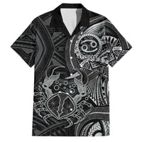 Personalised Polynesia Zodiac Cancer Family Matching Off Shoulder Short Dress and Hawaiian Shirt Galaxy Polynesian Pattern Chest Tattoo Style LT14 Dad's Shirt - Short Sleeve Black - Polynesian Pride