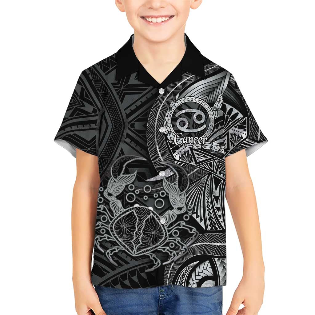 Personalised Polynesia Zodiac Cancer Family Matching Puletasi and Hawaiian Shirt Galaxy Polynesian Pattern Chest Tattoo Style LT14 Son's Shirt Black - Polynesian Pride