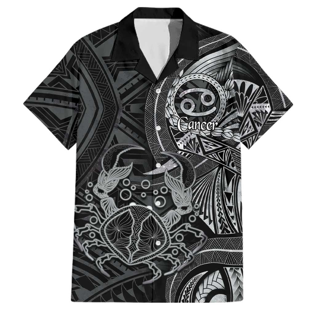 Personalised Polynesia Zodiac Cancer Family Matching Short Sleeve Bodycon Dress and Hawaiian Shirt Galaxy Polynesian Pattern Chest Tattoo Style LT14 Dad's Shirt - Short Sleeve Black - Polynesian Pride