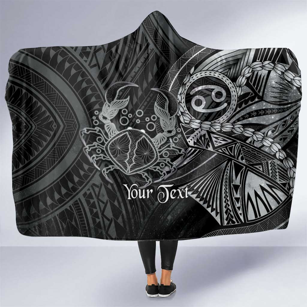 Personalised Polynesia Zodiac Cancer Hooded Blanket Galaxy Polynesian Pattern Chest Tattoo Style