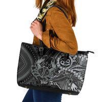 Personalised Polynesia Zodiac Cancer Leather Tote Bag Galaxy Polynesian Pattern Chest Tattoo Style