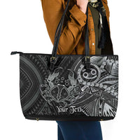 Personalised Polynesia Zodiac Cancer Leather Tote Bag Galaxy Polynesian Pattern Chest Tattoo Style