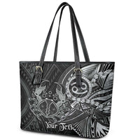Personalised Polynesia Zodiac Cancer Leather Tote Bag Galaxy Polynesian Pattern Chest Tattoo Style