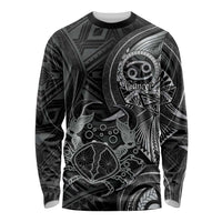 Personalised Polynesia Zodiac Cancer Long Sleeve Shirt Galaxy Polynesian Pattern Chest Tattoo Style