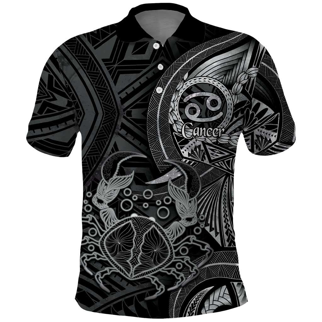 Personalised Polynesia Zodiac Cancer Polo Shirt Galaxy Polynesian Pattern Chest Tattoo Style