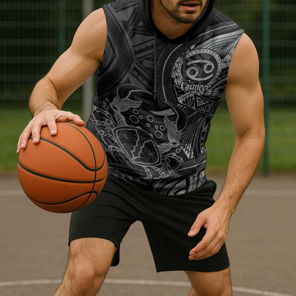 Personalised Polynesia Zodiac Cancer Sleeveless Hoodie Galaxy Polynesian Pattern Chest Tattoo Style