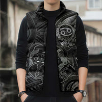 Personalised Polynesia Zodiac Cancer Sleeveless Puffer Jacket Galaxy Polynesian Pattern Chest Tattoo Style