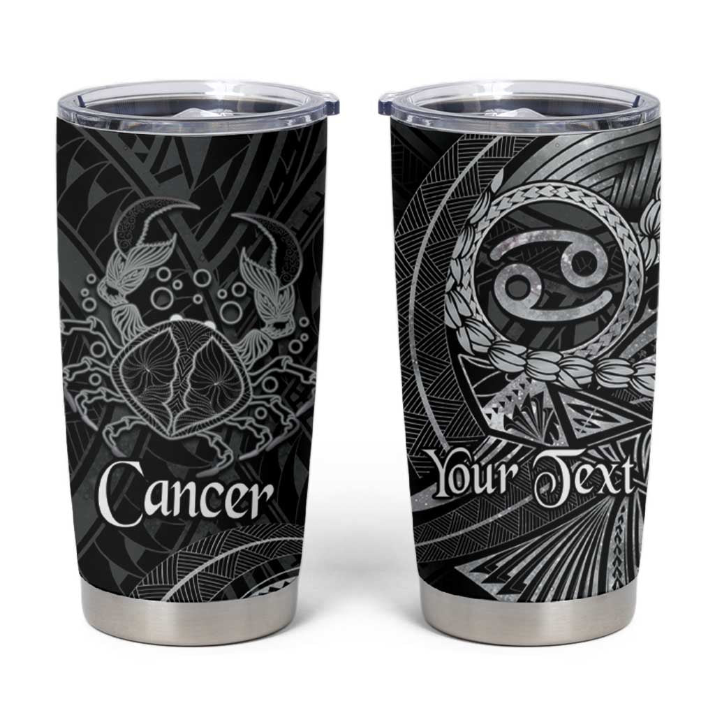 Personalised Polynesia Zodiac Cancer Tumbler Cup Galaxy Polynesian Pattern Chest Tattoo Style LT14 Black - Polynesian Pride