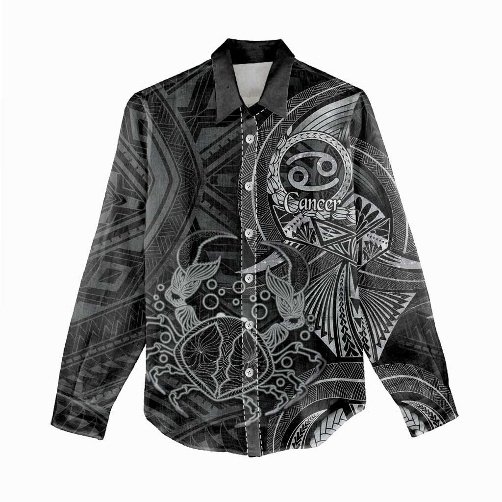 Personalised Polynesia Zodiac Cancer Women Casual Shirt Galaxy Polynesian Pattern Chest Tattoo Style