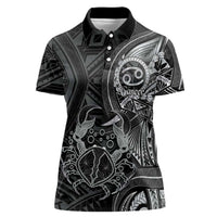 Personalised Polynesia Zodiac Cancer Women Polo Shirt Galaxy Polynesian Pattern Chest Tattoo Style
