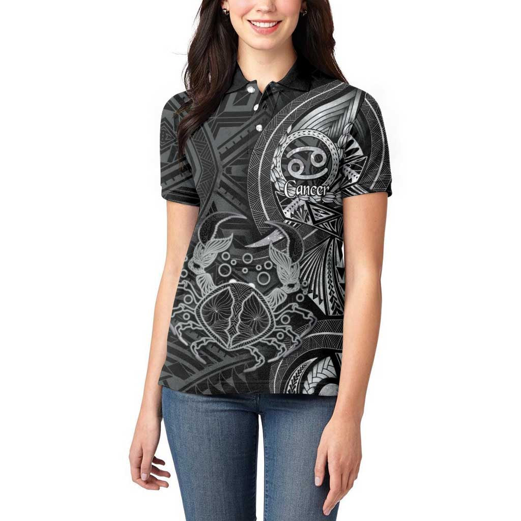 Personalised Polynesia Zodiac Cancer Women Polo Shirt Galaxy Polynesian Pattern Chest Tattoo Style