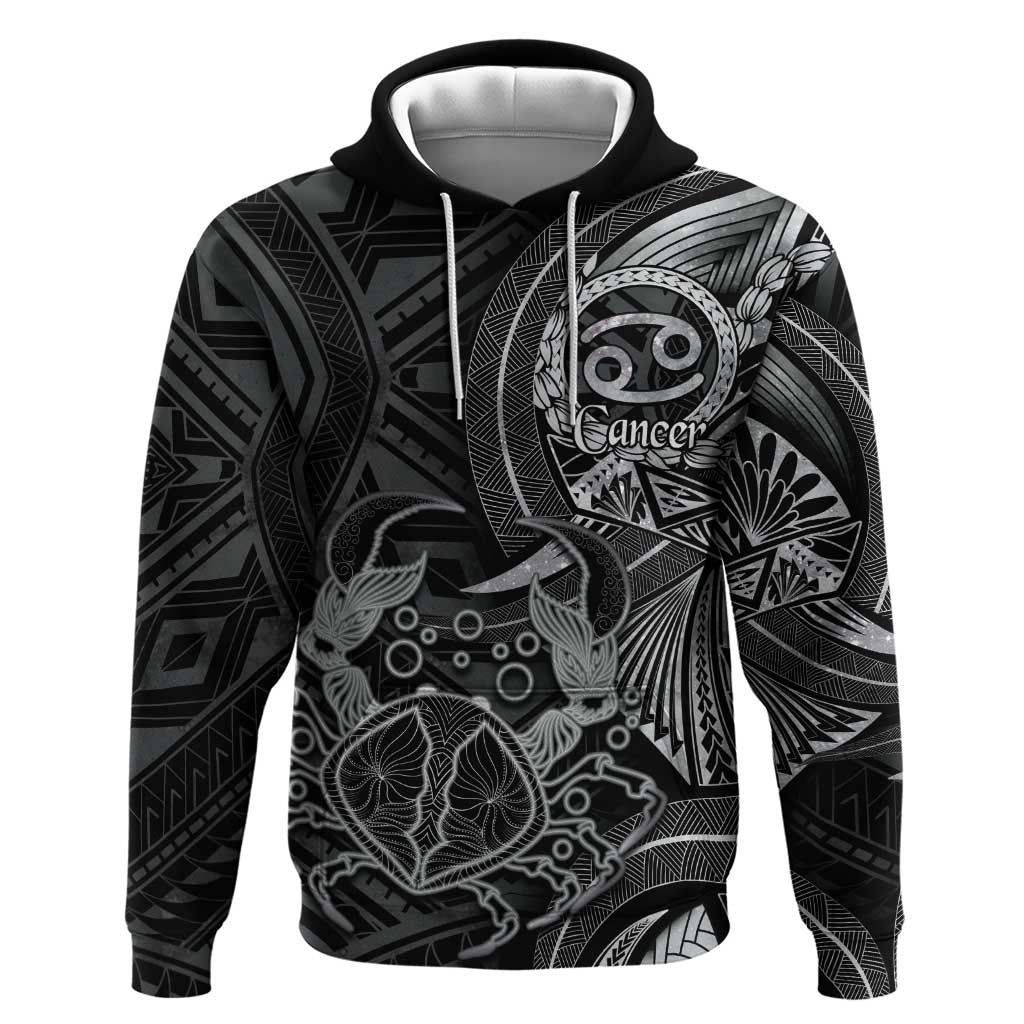 Personalised Polynesia Zodiac Cancer Zip Hoodie Galaxy Polynesian Pattern Chest Tattoo Style LT14 Pullover Hoodie Black - Polynesian Pride