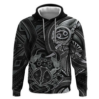 Personalised Polynesia Zodiac Cancer Zip Hoodie Galaxy Polynesian Pattern Chest Tattoo Style LT14 Pullover Hoodie Black - Polynesian Pride