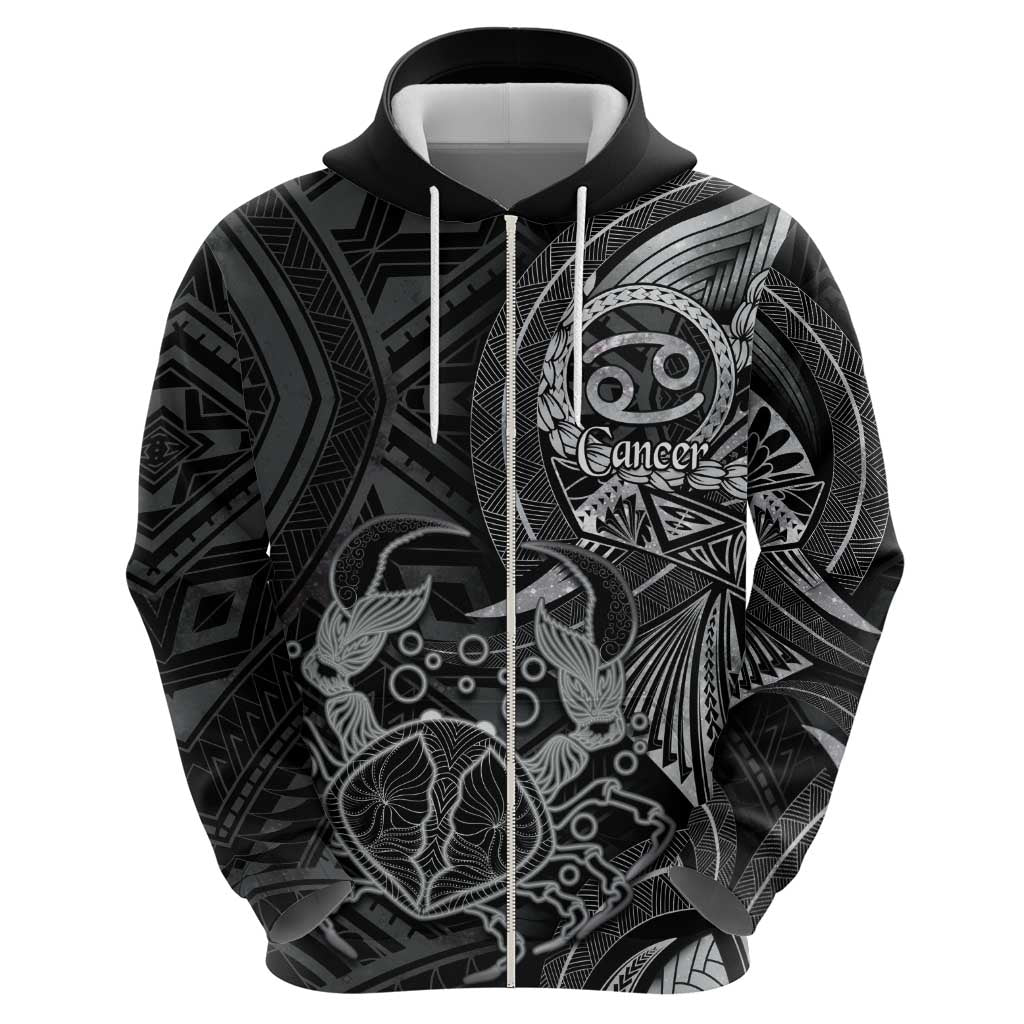 Personalised Polynesia Zodiac Cancer Zip Hoodie Galaxy Polynesian Pattern Chest Tattoo Style LT14 - Polynesian Pride